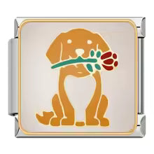 Charm piesek z różą